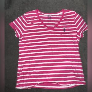 Polo by Ralph Lauren Pink and White Striped Top